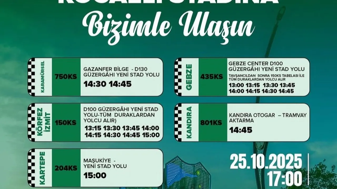 Kocaelispor maçına ulaşım seferberliği