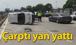 Orta refüje çarparak yan yattı
