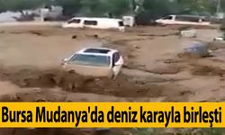 Bursa Mudanya'da deniz karayla birleşti