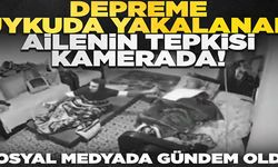 İzmir'de depreme uykusunda yakalanan ailenin tepkisi kamerada