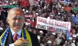 Erdoğan’ın mitinginde açılan ‘İsrail ile ticaret utancı sonlandırılsın’ pankartı kaldırıldı