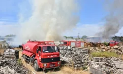 Manisa'da palet fabrikasında yangın!