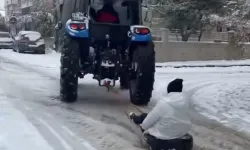 Adıyaman'da traktöre halat bağlayıp kaydılar!