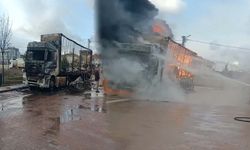 İnegöl'de Tır alev alev böyle yandı