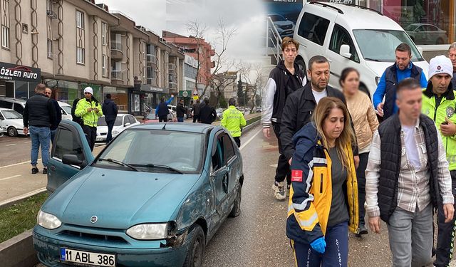 İnegöl'de feci kaza ölümden döndüler