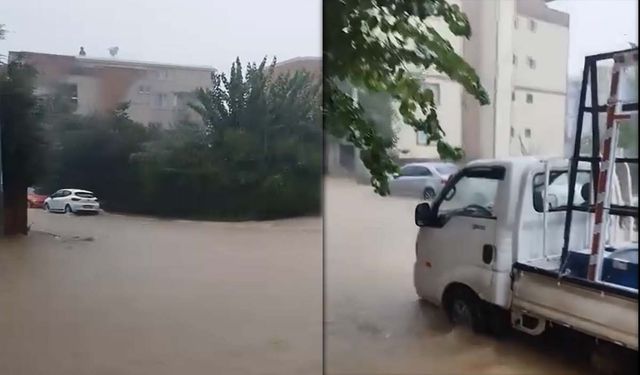 Bursa kestel'de Sağanak Yağış Hayatı Felç Etti
