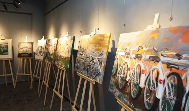 Kayseri Talas'ta sanat ve bisiklet buluşması