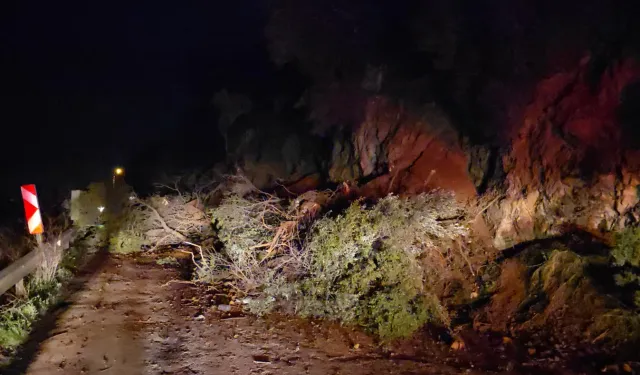 Mudanya-Kurşunlu yolunda gece yarısı heyelan! Yol ulaşıma kapandı