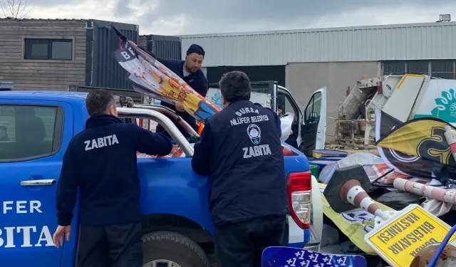 Bursa Nilüfer'de yaya yolları işgallerden arındırıldı