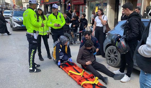 Bursa İnegöl'de korkutan kaza! Motosiklet sürücü yaralandı