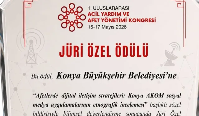 Konya AKOM'a uluslararası kongreden jüri özel ödülü