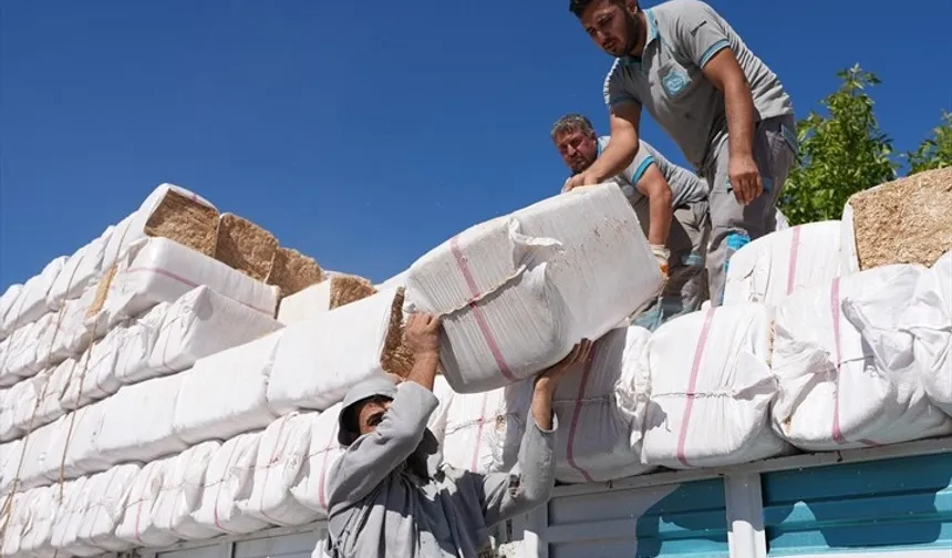 Denizli'de yangınzedelere yem ve saman desteği