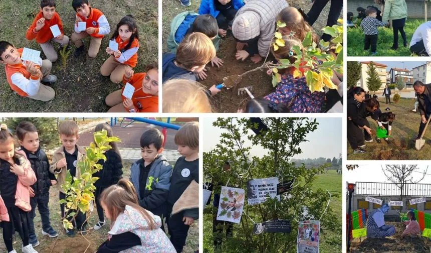 Atatürk'ten ilhamla yeşil vatan... Okullarda fidanlar Atatürk ve vatan sevgisi mesajlarıyla toprakla buluştu