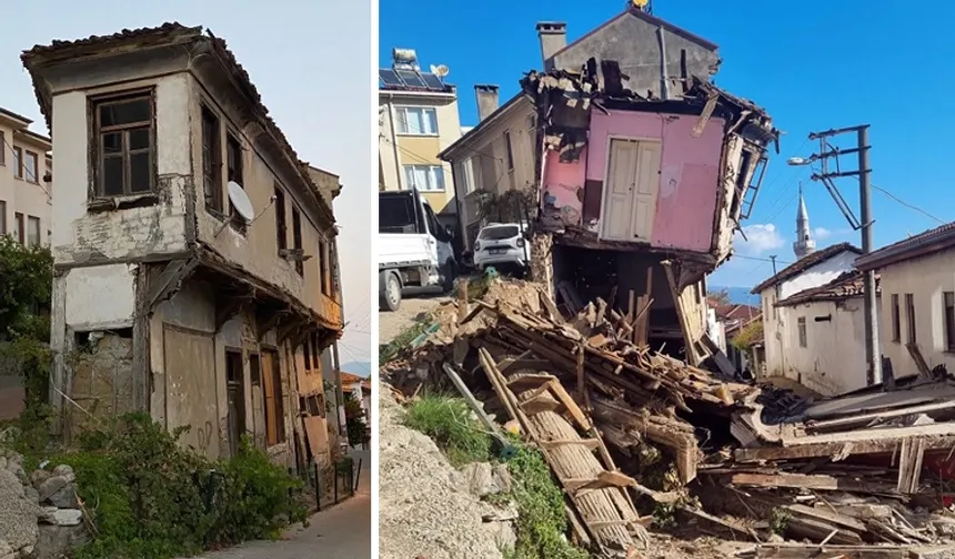 Mudanya Tirilye'nin simge yapısı 'tabut ev' kendiliğinden yıkıldı!