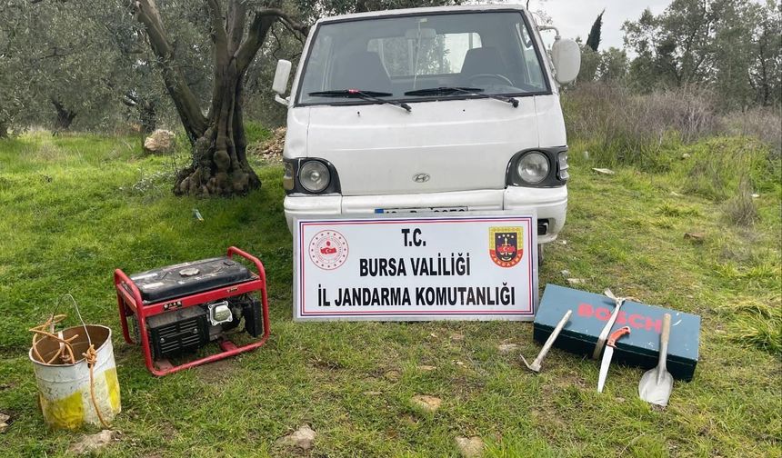Bursa İznik'te jandarmadan ormanlık alanda kaçak kazıya suçüstü!