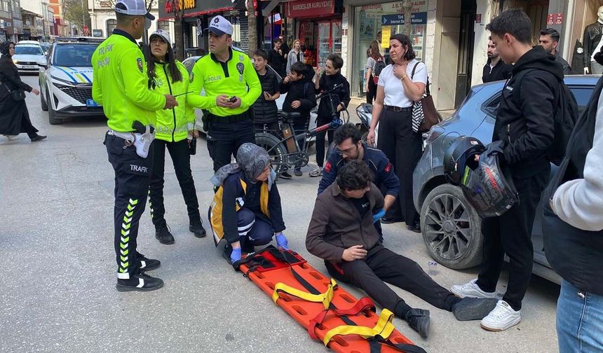 Bursa İnegöl'de korkutan kaza! Motosiklet sürücü yaralandı