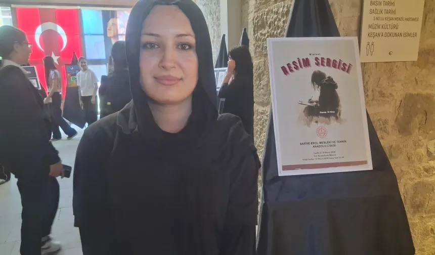Suriyeli öğrenci Zeynep El Abuş'un ilk sergisi Müze Keşan'da açıldı